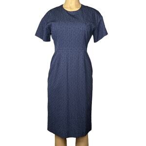 MM. LaFleur The Gayle Dress Vine Jacquard Short Sleeve Orbit Blue SZ 6 NWT